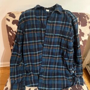 The North Face Blue and Brown Plaid Shirt
